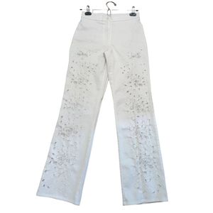 Joseph Ribkoff Sequence Embroidered Party Pants sz 8 in White